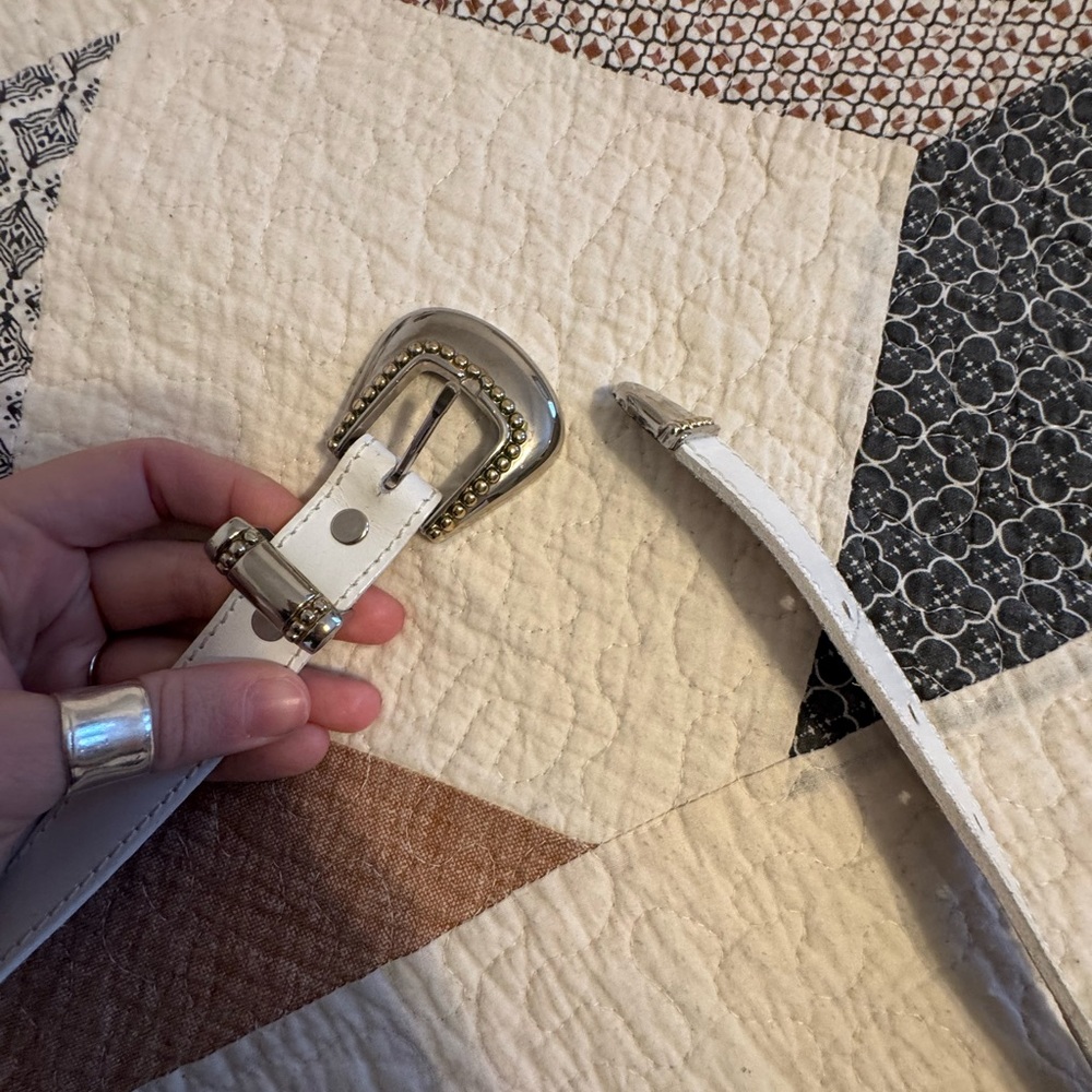 Nine West Cream Leather Belt